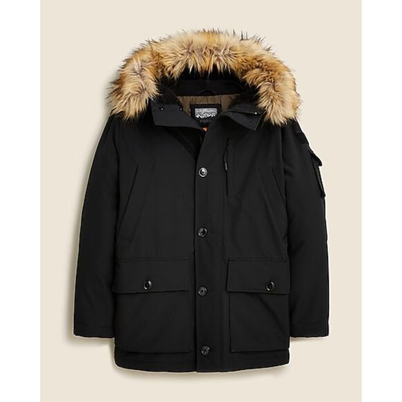 J.Crew Men's Black Hoodied Nordic Parka With PrimaLoft® Size M NWT - Picture 5 of 15